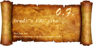Ormós Füzike névjegykártya
